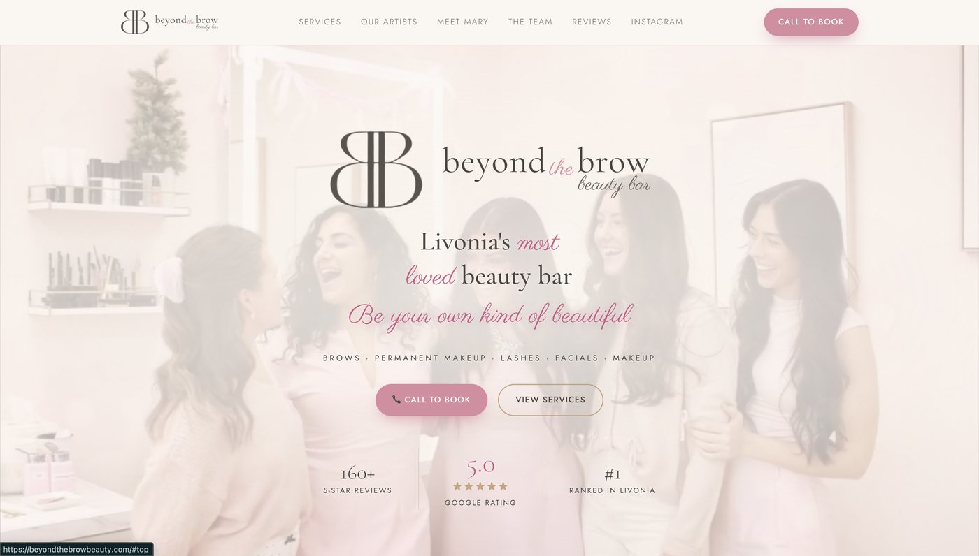 Beyond the Brow Beauty Bar website