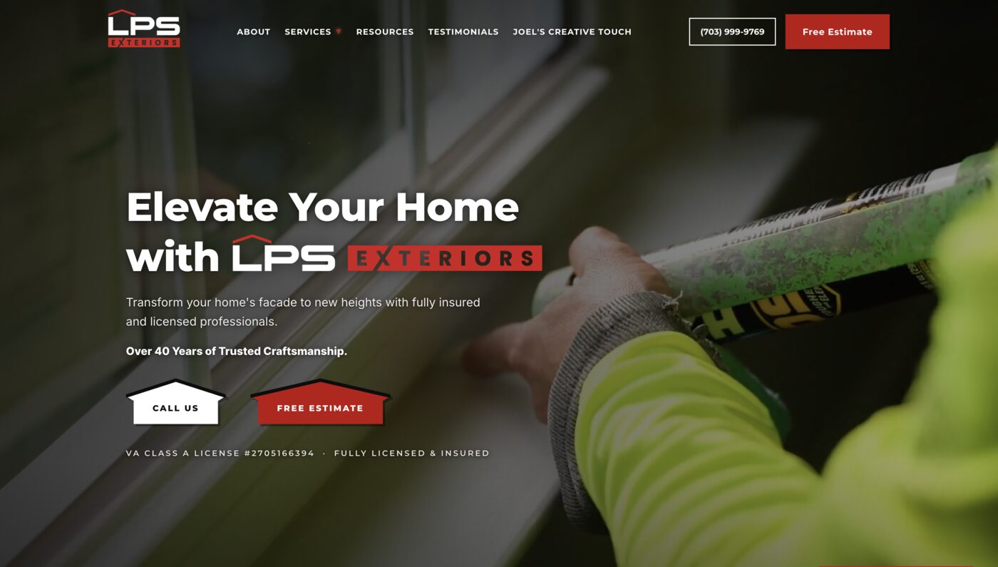 LPS Exteriors website — the worked example in this article